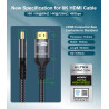 Certifié Câble HDMI 2.1 10K 8K 2.5M, 48Gbps Câble HDMI Ultra Haut Débit Ethernet CEC 4K 240Hz 200Hz 165Hz 144Hz 120Hz 10K 8K 60H