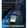 Certifié Câble HDMI 2.1 10K 8K 2.5M, 48Gbps Câble HDMI Ultra Haut Débit Ethernet CEC 4K 240Hz 200Hz 165Hz 144Hz 120Hz 10K 8K 60H