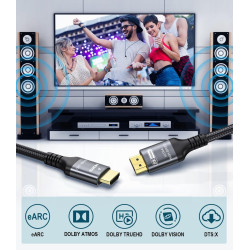 Certifié Câble HDMI 2.1 10K 8K 5M, 48Gbps Câble HDMI Ultra Haut Débit Ethernet CEC 4K 240Hz 200Hz 165Hz 144Hz 120Hz 10K 8K 60Hz 
