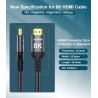 Adauxter Câble HDMI 4K 10M, Câble HDMI haute vitesse avec prise en charge Ethernet 4K 60Hz 2K 165Hz 1080p Ultra HD eARC HDCP2.3 