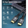 Adauxter Câble HDMI 4K 10M, Câble HDMI haute vitesse avec prise en charge Ethernet 4K 60Hz 2K 165Hz 1080p Ultra HD eARC HDCP2.3 