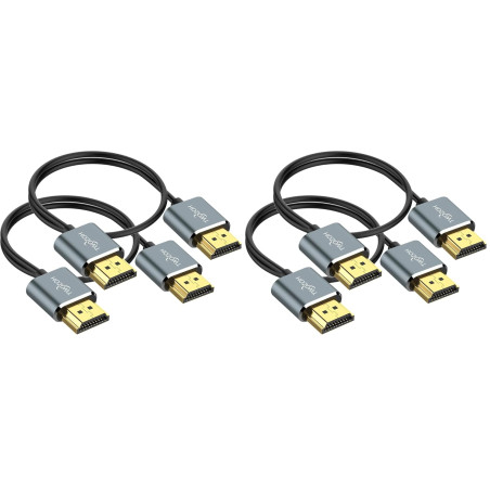 Twozoh Câble HDMI flexibles et fins 0,5M Lot de 4, Câble HDMI ultra fin haute vitesse Supporte 4K@60Hz 18Gbps/2160p/1080p (2 Piè