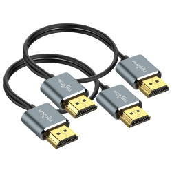 Twozoh Câble HDMI flexibles et fins 1M Lot de 2, Câble HDMI ultra fin haute vitesse Supporte 4K@60Hz 18Gbps/2160p/1080p (2 Pièce