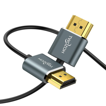 Twozoh Câble HDMI vers HDMI Slim 3M, extrêmement fin Câble HDMI flexible pour 4K/3D, 1080p, Ultra HD, 3D