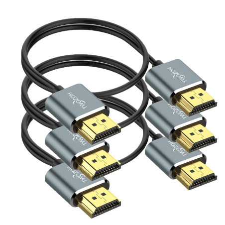 Twozoh Câbles HDMI 4K Slim Extrêmement 3M Lot de 3, Ultra Fins et Flexibles HDMI 2.0 Compatible 4K/60HZ 18Gbit/s Moniteur, PS5, 