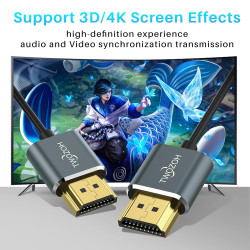 Twozoh Câbles HDMI 4K Slim Extrêmement 3M Lot de 3, Ultra Fins et Flexibles HDMI 2.0 Compatible 4K/60HZ 18Gbit/s Moniteur, PS5, 