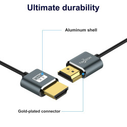 Twozoh Câbles HDMI 4K Slim Extrêmement 3M Lot de 3, Ultra Fins et Flexibles HDMI 2.0 Compatible 4K/60HZ 18Gbit/s Moniteur, PS5, 