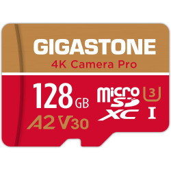 Gigastone Carte Micro SD 128 Go, Enregistrement vidéo 4K pour GoPro, caméra d'action, DJI, Drone, Nintendo Switch, R/W jusqu'à 1