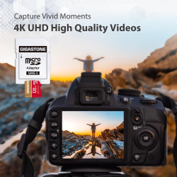 Gigastone Carte Micro SD 128 Go, Enregistrement vidéo 4K pour GoPro, caméra d'action, DJI, Drone, Nintendo Switch, R/W jusqu'à 1