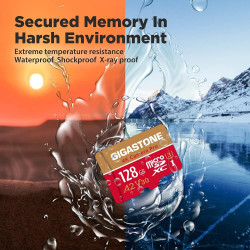 Gigastone Carte Micro SD 128 Go, Enregistrement vidéo 4K pour GoPro, caméra d'action, DJI, Drone, Nintendo Switch, R/W jusqu'à 1