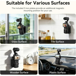 AMAZEAR Support magnétique pour DJI Osmo Pocket 4/3, Accessoire Pocket4/3, Adaptateur d'extension magnétique, Support de boîtier