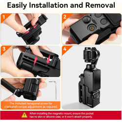 AMAZEAR Support magnétique pour DJI Osmo Pocket 4/3, Accessoire Pocket4/3, Adaptateur d'extension magnétique, Support de boîtier