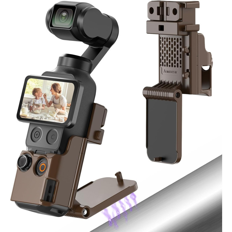 AMAZEAR Support magnétique pour DJI Osmo Pocket 4/3, Accessoires Pocket3, Support de boîtier à Ventouse magnétique pour Bureau, 