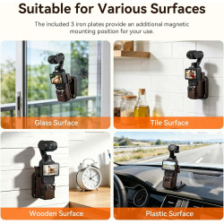 AMAZEAR Support magnétique pour DJI Osmo Pocket 4/3, Accessoires Pocket3, Support de boîtier à Ventouse magnétique pour Bureau, 