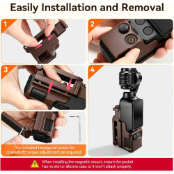 AMAZEAR Support magnétique pour DJI Osmo Pocket 4/3, Accessoires Pocket3, Support de boîtier à Ventouse magnétique pour Bureau, 
