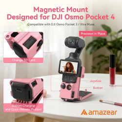 AMAZEAR Support magnétique pour DJI Osmo Pocket 4/3, Accessoire Pocket4/3, Adaptateur d'extension magnétique, Support de boîtier