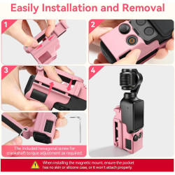 AMAZEAR Support magnétique pour DJI Osmo Pocket 4/3, Accessoire Pocket4/3, Adaptateur d'extension magnétique, Support de boîtier