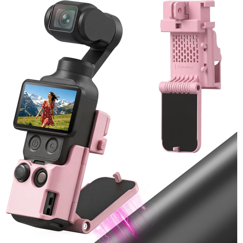 AMAZEAR Support magnétique pour DJI Osmo Pocket 4/3, Accessoire Pocket3, Adaptateur d'extension magnétique,Support de boîtier à 