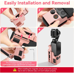 AMAZEAR Support magnétique pour DJI Osmo Pocket 4/3, Accessoire Pocket3, Adaptateur d'extension magnétique,Support de boîtier à 