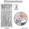 2 Rideaux Métallique Tinsel Argent, Rideaux à Franges en Aluminium, Toile de Fond pour Photos de Fête Argent, Decoration Anniver