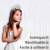 Jonami 2 Rideau Métallique Tinsel Blanc, Rideaux à Franges en Aluminium, Toile de Fond pour Photos de Fête, Décoration Anniversa