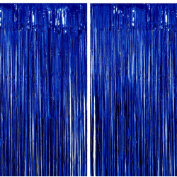 Jonami 2 rideau métallique tinsel bleu, rideaux à franges en aluminium, toile de fond pour photos de fête rose, decoration anniv