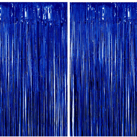 Jonami 2 rideau métallique tinsel bleu, rideaux à franges en aluminium, toile de fond pour photos de fête rose, decoration anniv