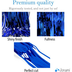 Jonami 2 rideau métallique tinsel bleu, rideaux à franges en aluminium, toile de fond pour photos de fête rose, decoration anniv