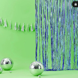 Jonami 2 rideau métallique tinsel bleu, rideaux à franges en aluminium, toile de fond pour photos de fête rose, decoration anniv