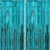 Jonami 2 Rideau Métallique Tinsel Bleu Clair, Rideaux à Franges en Aluminium, Toile de Fond pour Photos de Fête, Décoration Anni
