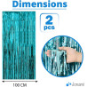 Jonami 2 Rideau Métallique Tinsel Bleu Clair, Rideaux à Franges en Aluminium, Toile de Fond pour Photos de Fête, Décoration Anni
