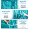 Jonami 2 Rideau Métallique Tinsel Bleu Clair, Rideaux à Franges en Aluminium, Toile de Fond pour Photos de Fête, Décoration Anni