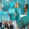 Jonami 2 Rideau Métallique Tinsel Bleu Clair, Rideaux à Franges en Aluminium, Toile de Fond pour Photos de Fête, Décoration Anni