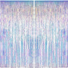 Jonami 2 Rideau Métallique Tinsel Irisé, Rideaux à Franges en Aluminium, Toile de Fond pour Photos de Fête, Décoration Anniversa