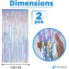Jonami 2 Rideau Métallique Tinsel Irisé, Rideaux à Franges en Aluminium, Toile de Fond pour Photos de Fête, Décoration Anniversa