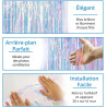 Jonami 2 Rideau Métallique Tinsel Irisé, Rideaux à Franges en Aluminium, Toile de Fond pour Photos de Fête, Décoration Anniversa