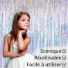 Jonami 2 Rideau Métallique Tinsel Irisé, Rideaux à Franges en Aluminium, Toile de Fond pour Photos de Fête, Décoration Anniversa