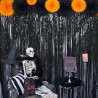 Jonami 2 rideau métallique tinsel noir, rideaux à franges en aluminium, toile de fond pour photos de fête rose, decoration anniv