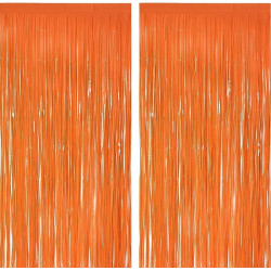 Jonami 2 rideau métallique tinsel orange, rideaux à franges en aluminium, toile de fond pour photos de fête rose, decoration ann