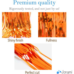 Jonami 2 rideau métallique tinsel orange, rideaux à franges en aluminium, toile de fond pour photos de fête rose, decoration ann