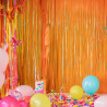 Jonami 2 rideau métallique tinsel orange, rideaux à franges en aluminium, toile de fond pour photos de fête rose, decoration ann