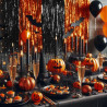 Jonami 2 rideau métallique tinsel orange noir, rideaux à franges en aluminium, toile de fond pour photos de fête, decoration ann