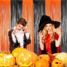 Jonami 2 rideau métallique tinsel orange noir, rideaux à franges en aluminium, toile de fond pour photos de fête, decoration ann