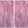 Jonami 2 rideau métallique tinsel rose, rideaux à franges en aluminium, toile de fond pour photos de fête rose, decoration anniv