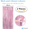 Jonami 2 rideau métallique tinsel rose, rideaux à franges en aluminium, toile de fond pour photos de fête rose, decoration anniv