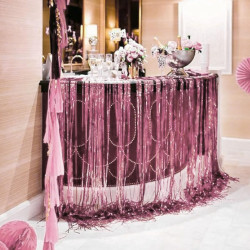 Jonami 2 rideau métallique tinsel rose, rideaux à franges en aluminium, toile de fond pour photos de fête rose, decoration anniv