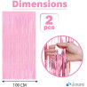 Jonami 2 Rideau Métallique Tinsel Rose Clair, Rideaux à Franges en Aluminium, Toile de Fond pour Photos de Fête, Décoration Anni
