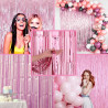 Jonami 2 Rideau Métallique Tinsel Rose Clair, Rideaux à Franges en Aluminium, Toile de Fond pour Photos de Fête, Décoration Anni
