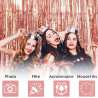 2 rideau métallique tinsel roseor, rideaux à franges en aluminium, toile de fond pour photos de fête rose or, decoration anniver