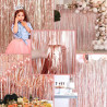 2 rideau métallique tinsel roseor, rideaux à franges en aluminium, toile de fond pour photos de fête rose or, decoration anniver